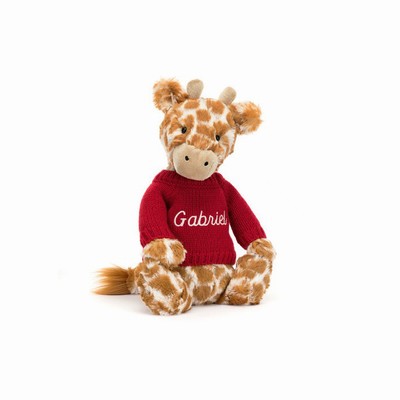 Jellycat Bashful Giraffe with Red Jumper UK | 21347FDNX